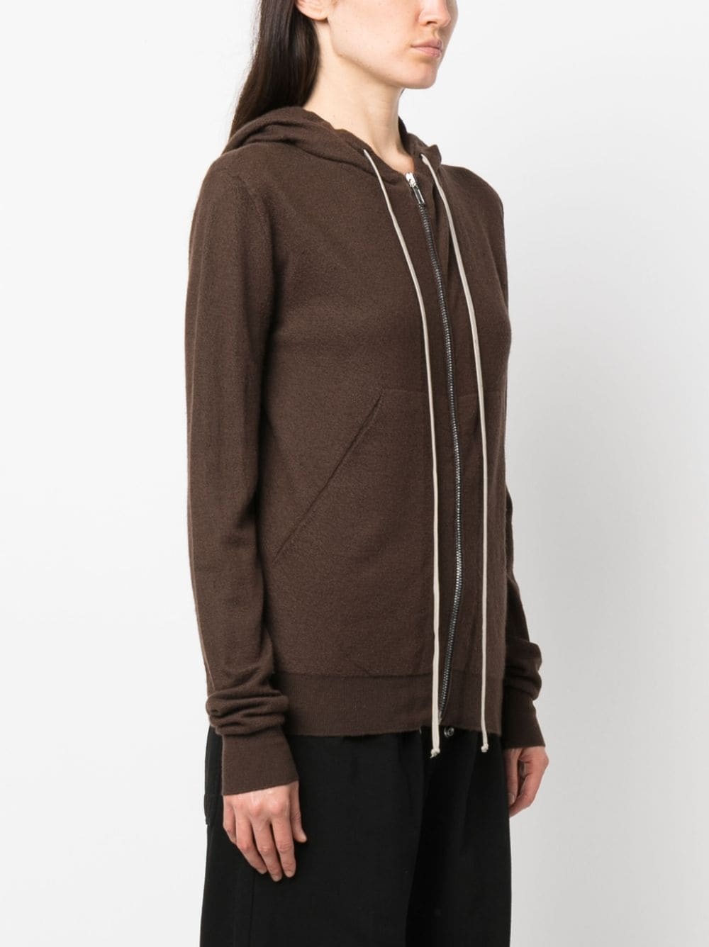 Rick Owens Zip-up Cashmere Hoodie In Black