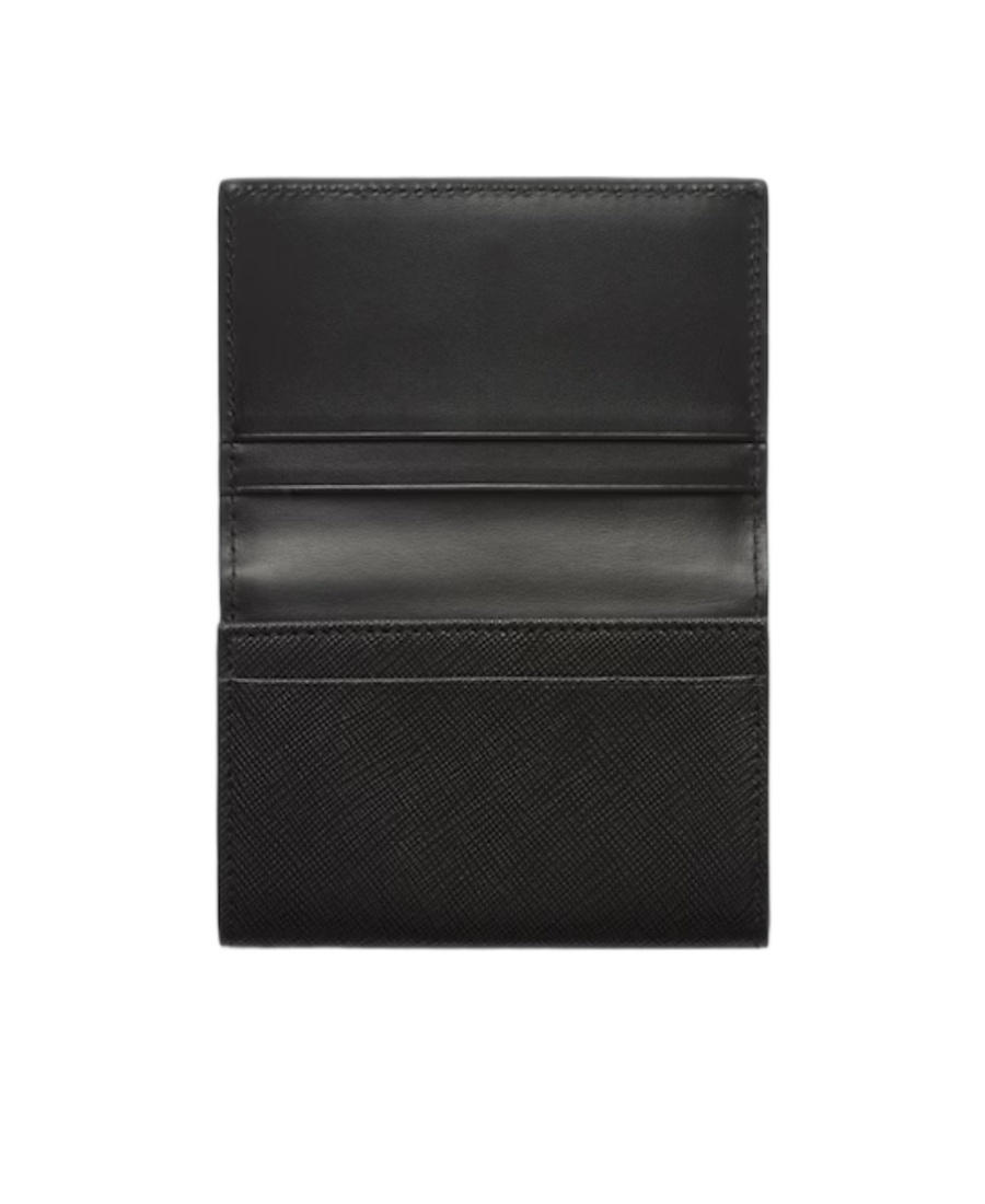 Prada Triangle-logo Saffiano Leather Wallet In Black