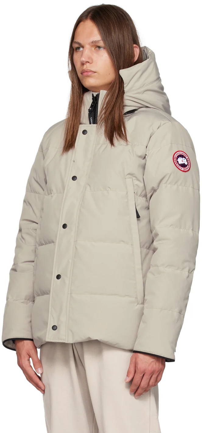 Canada Goose Wyndham Logo Hooded Down Jacket In Nude