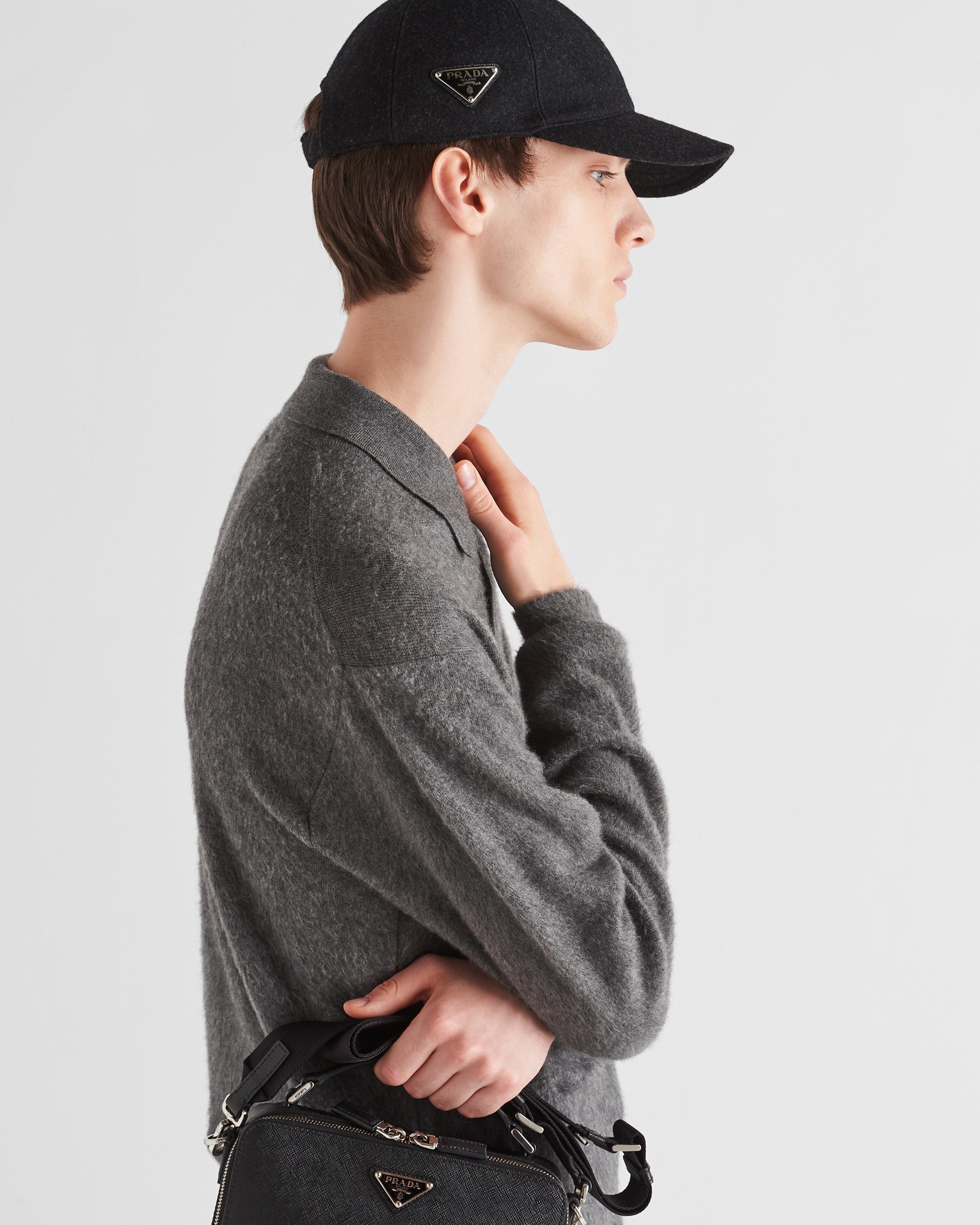 Prada Kaschmirpullover Mit Poloshirtkragen In Gray