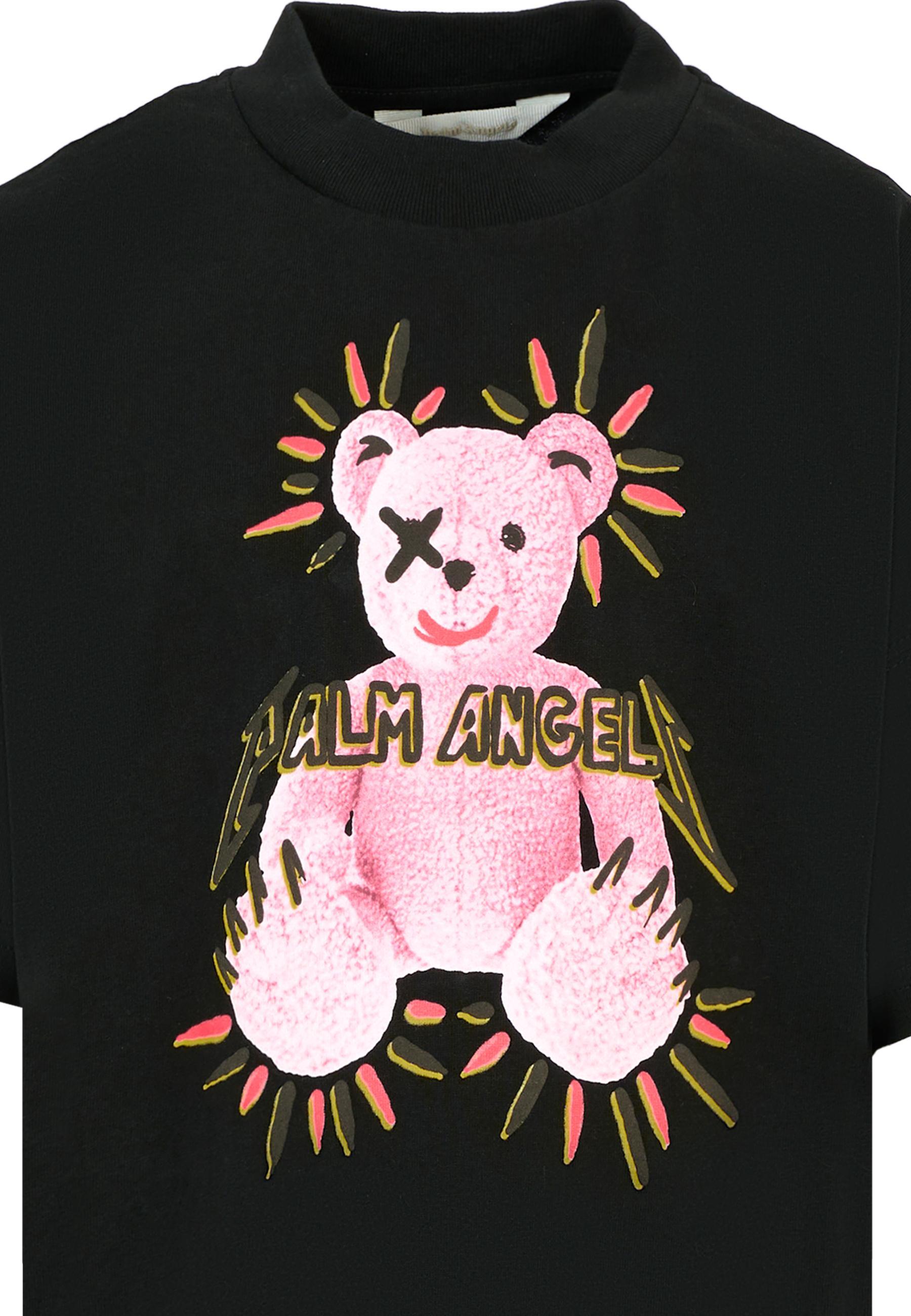 Palm Angels T-shirt With Bear Print In Black