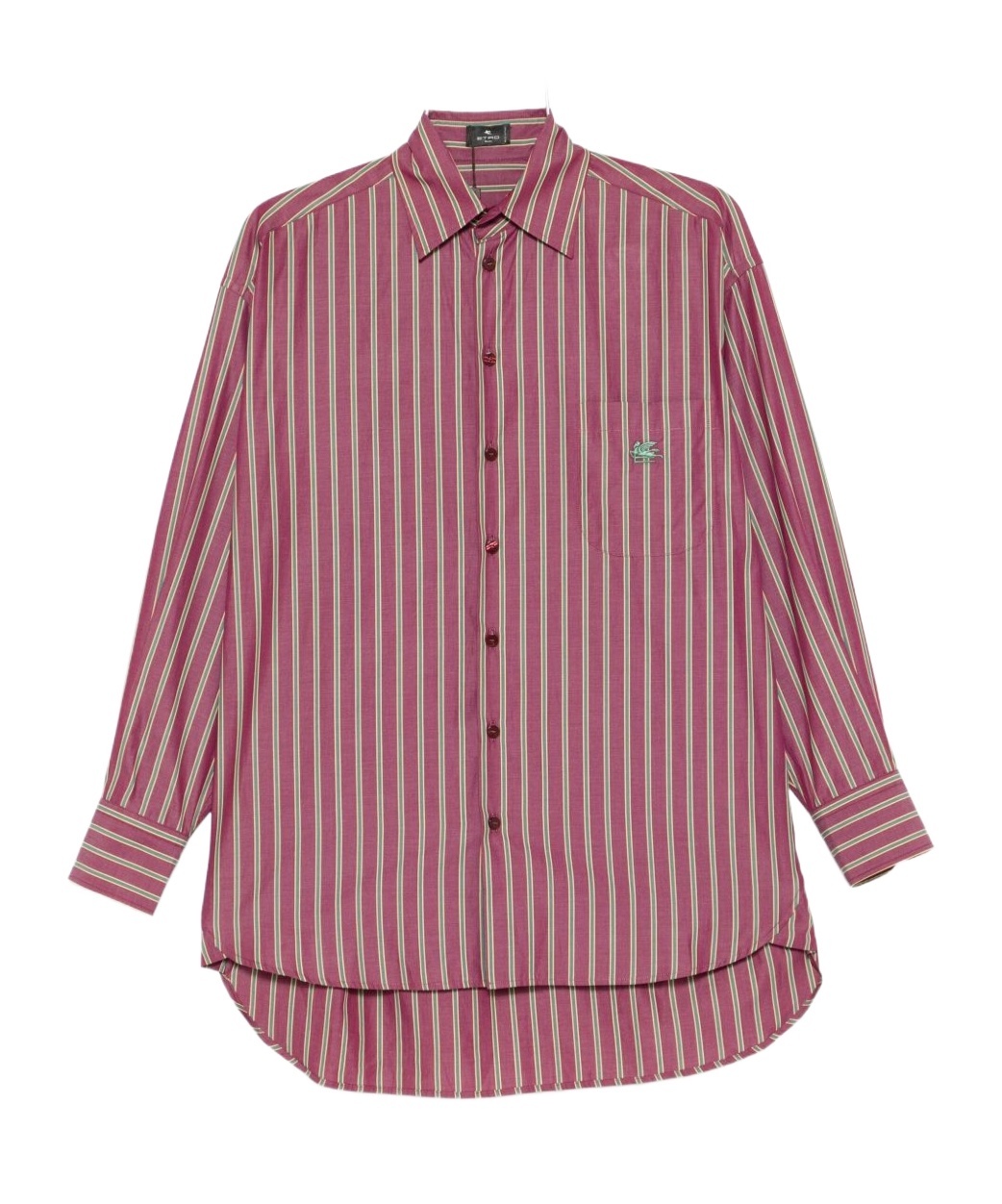 Etro Striped Cotton Shirt Long Sleeves In Pink