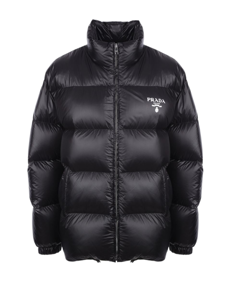 Prada Re-nylon Puffer Jacket In Black