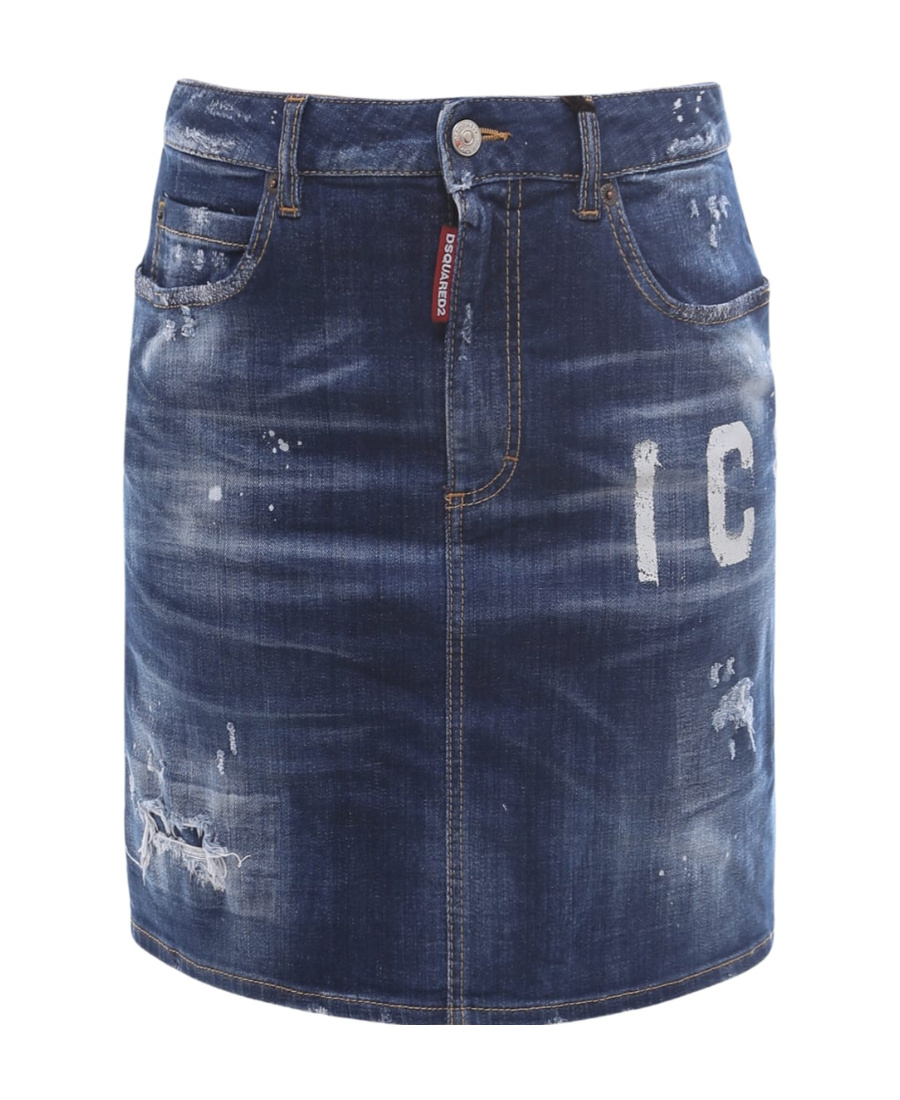 Dsquared2 Logo-print Denim Skirt In Blue
