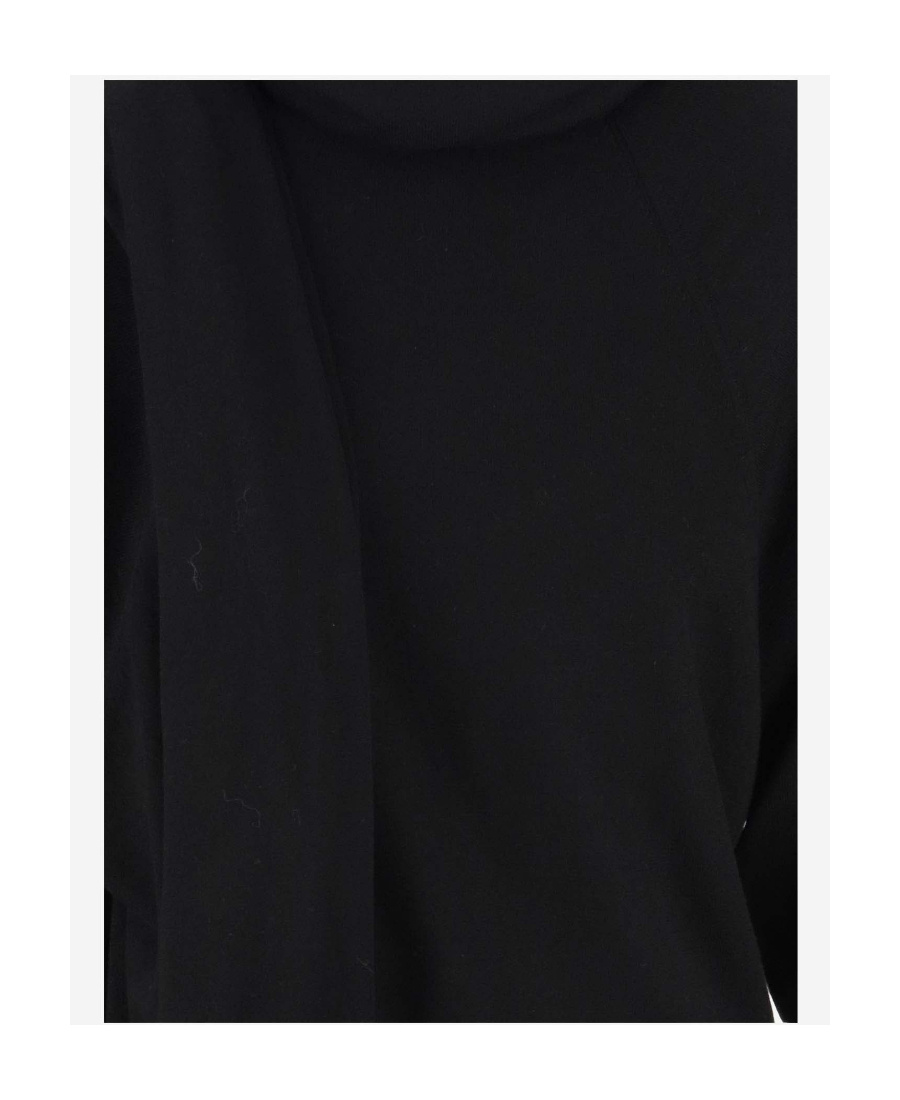 Saint Laurent Hooded Wool Dress In Black