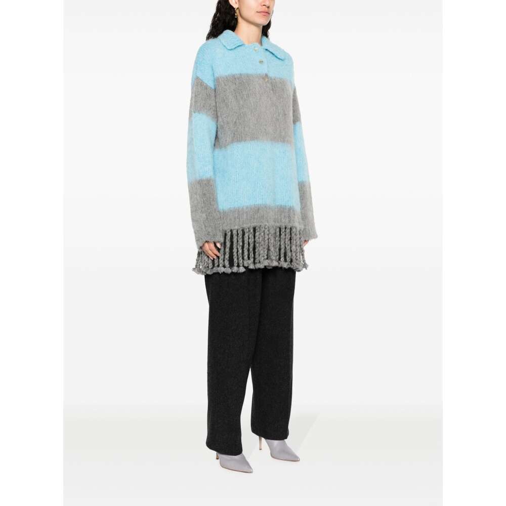 Etro Women's Striped Wool Blend Polo Shirt In Gray