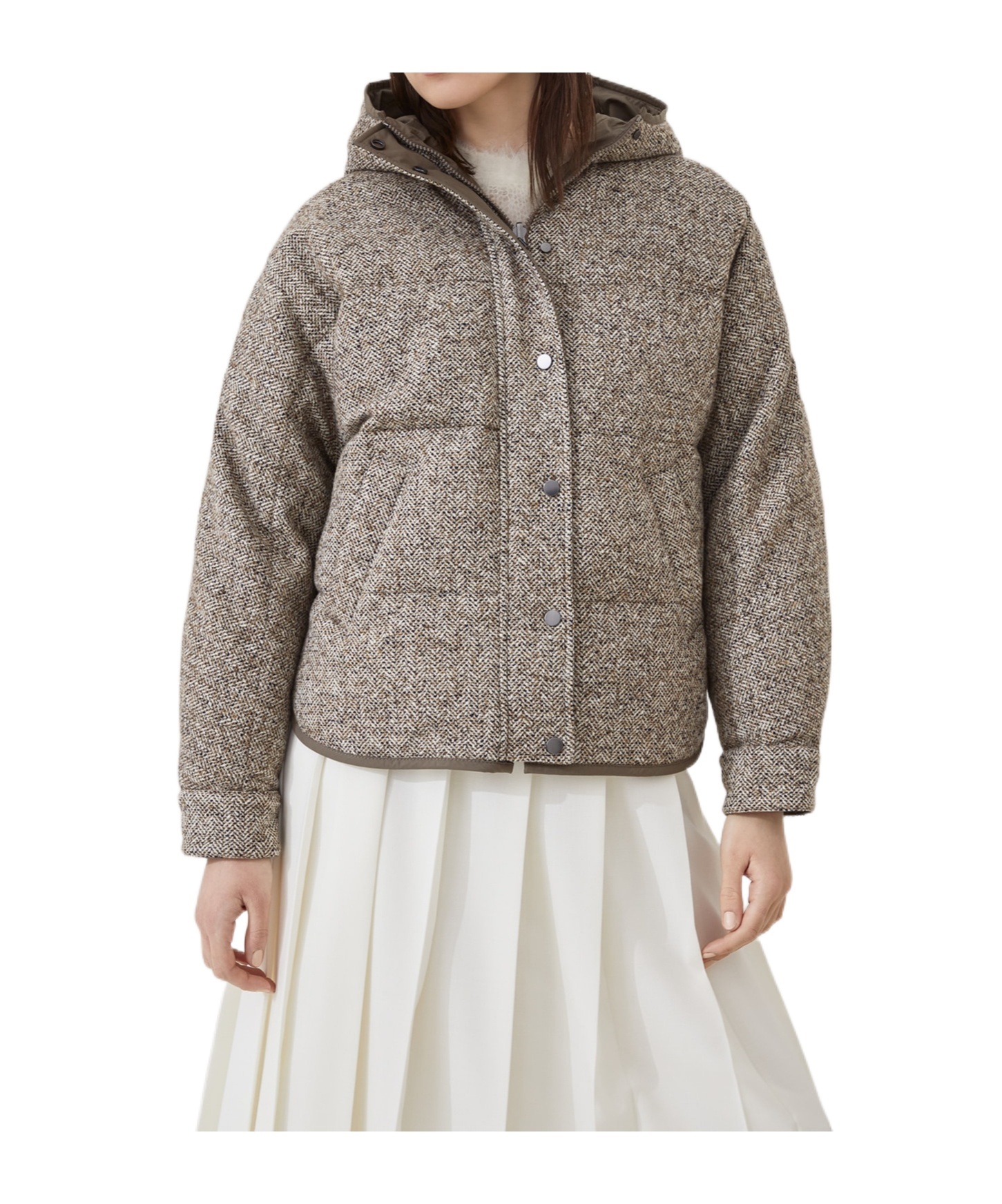 Brunello Cucinelli Women Reversible Wool And Silk Down Jacket In Brown