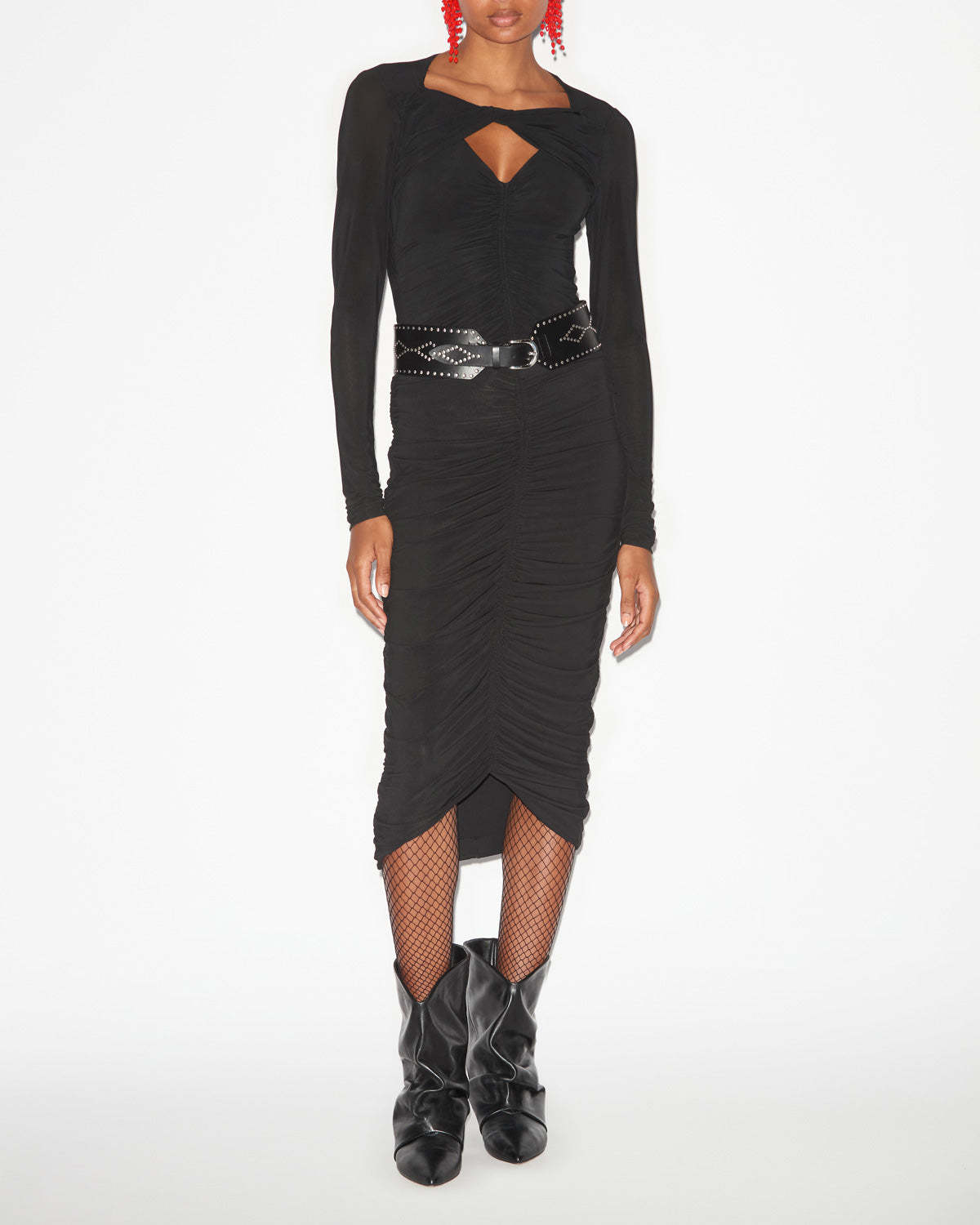 Isabel Marant High-waisted Ruched Midi Skirt In Black