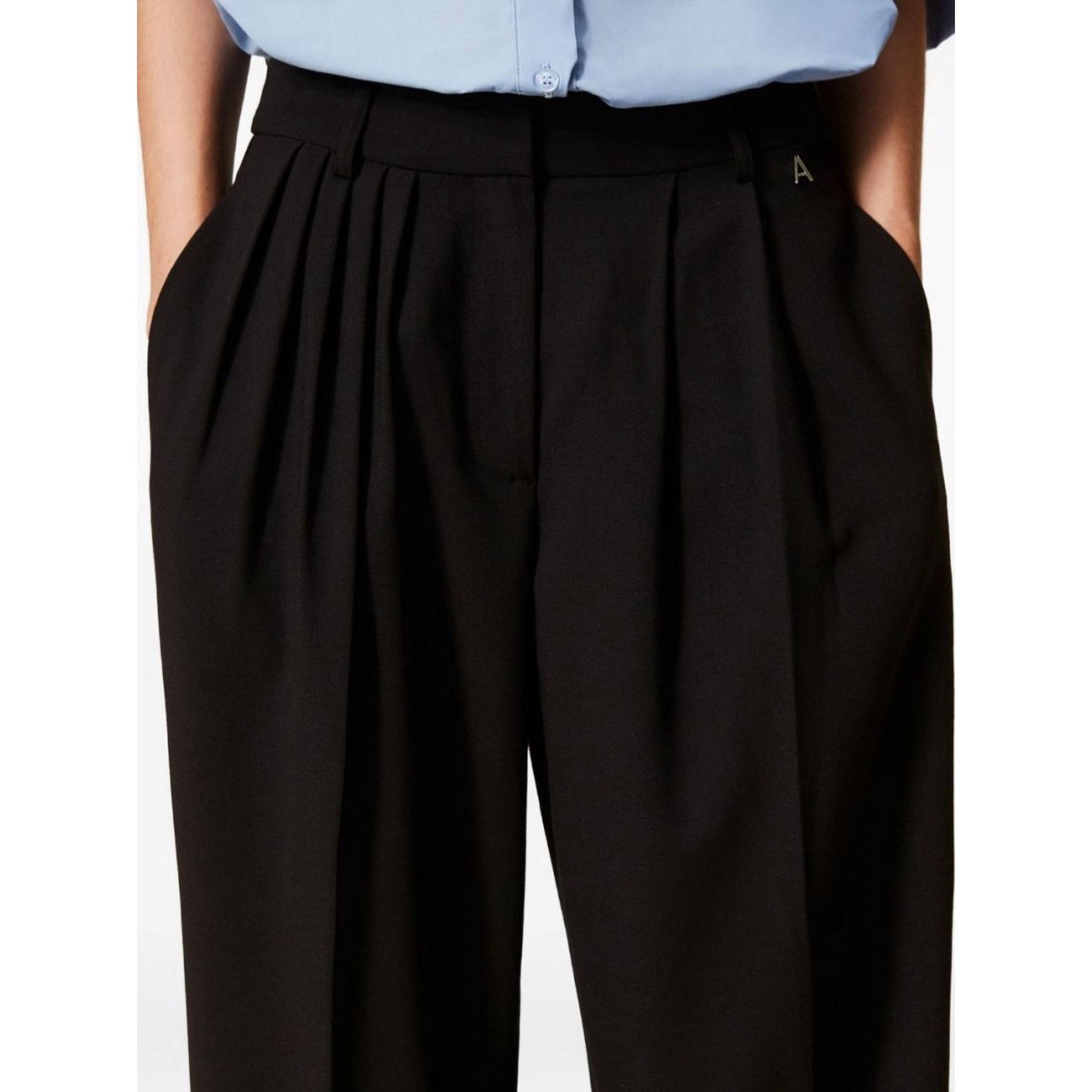 Twinset Tailored Wide-leg Trousers With Front Pleats In Black