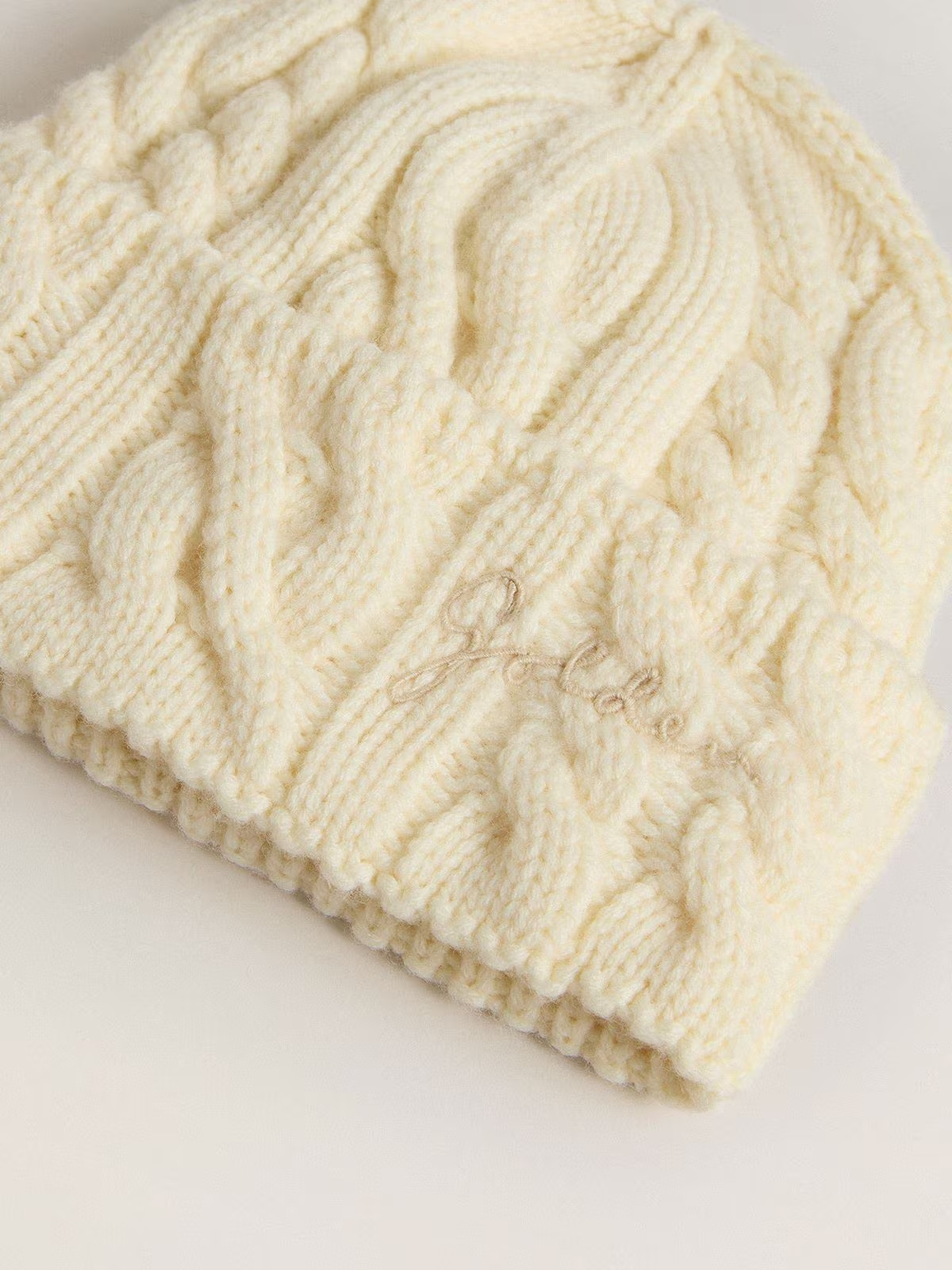 Golden Goose Wool Cable-knit Beanie In White
