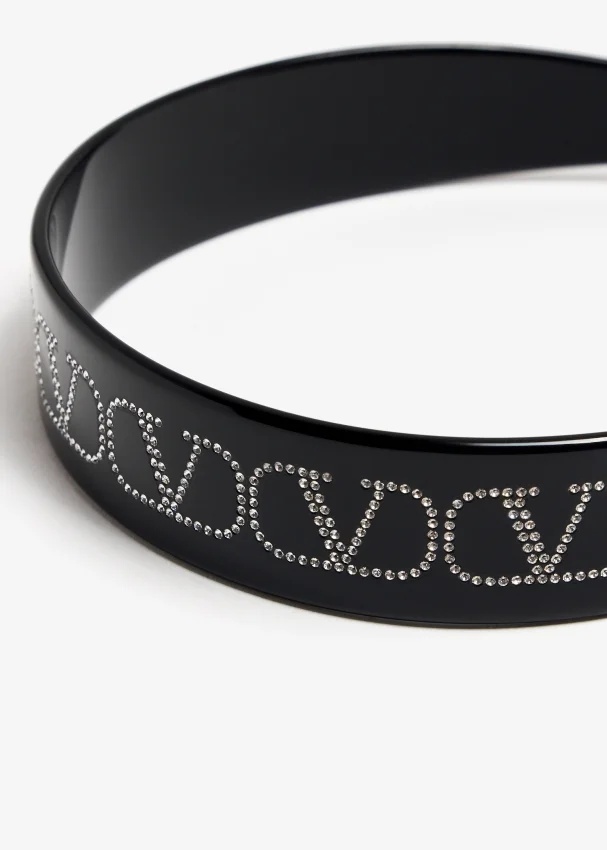 Valentino Vlogo Crystal-embellished Headband In Black