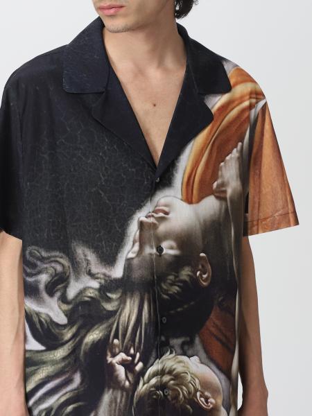 Balmain Graphic-print Short-sleeve Shirt In Black