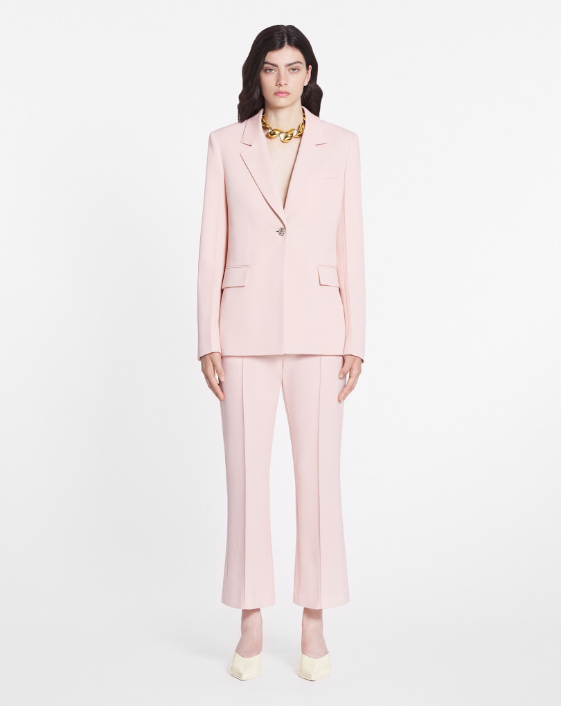 Lanvin Wool Flared Trousers In Pink