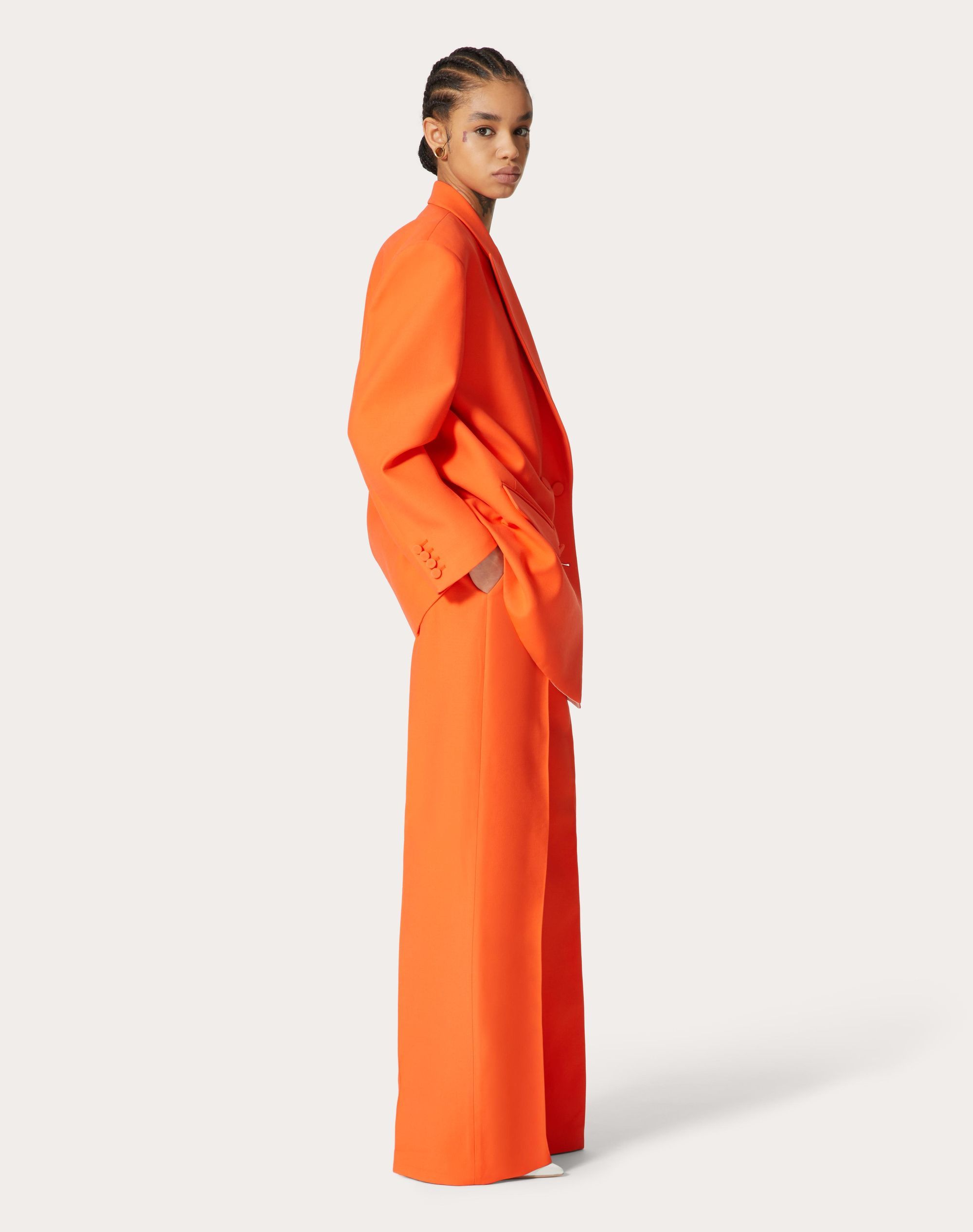 Valentino Crepe Couture Trousers In Orange