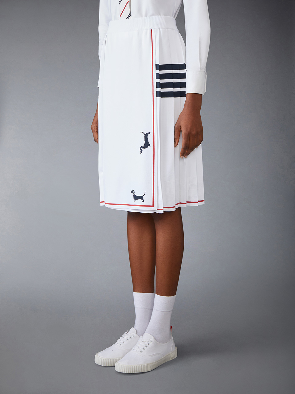 Shop Thom Browne 4-bar Pleated Hector Skirt
