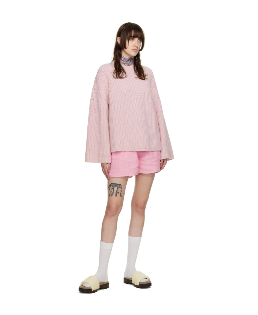 Nanushka Crew-neck Fitted Jumper In Pink