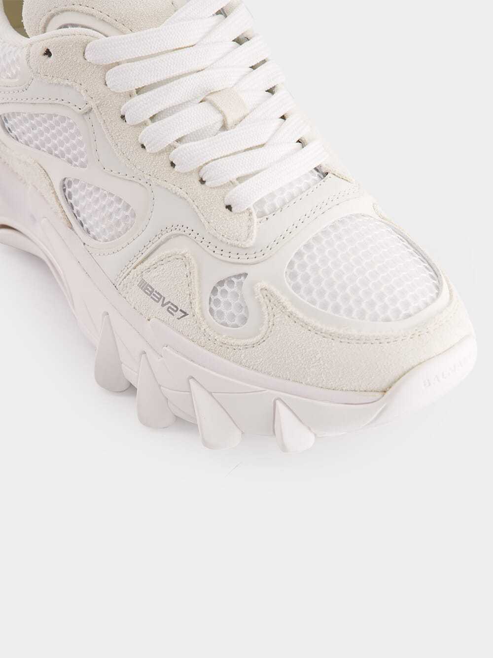 Balmain B-east Leather And Mesh Sneakers In White