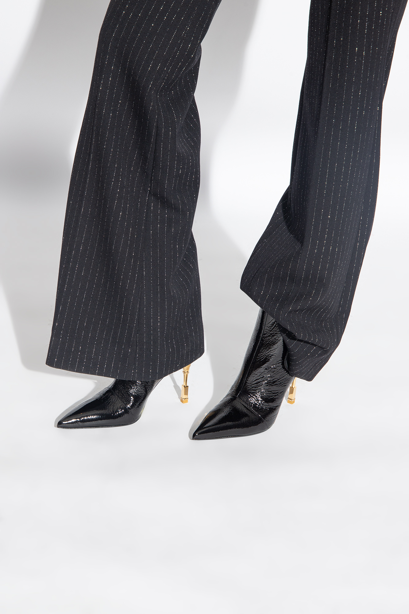 Balmain Sculpted-heel Patent-finish Leather Boots In Black