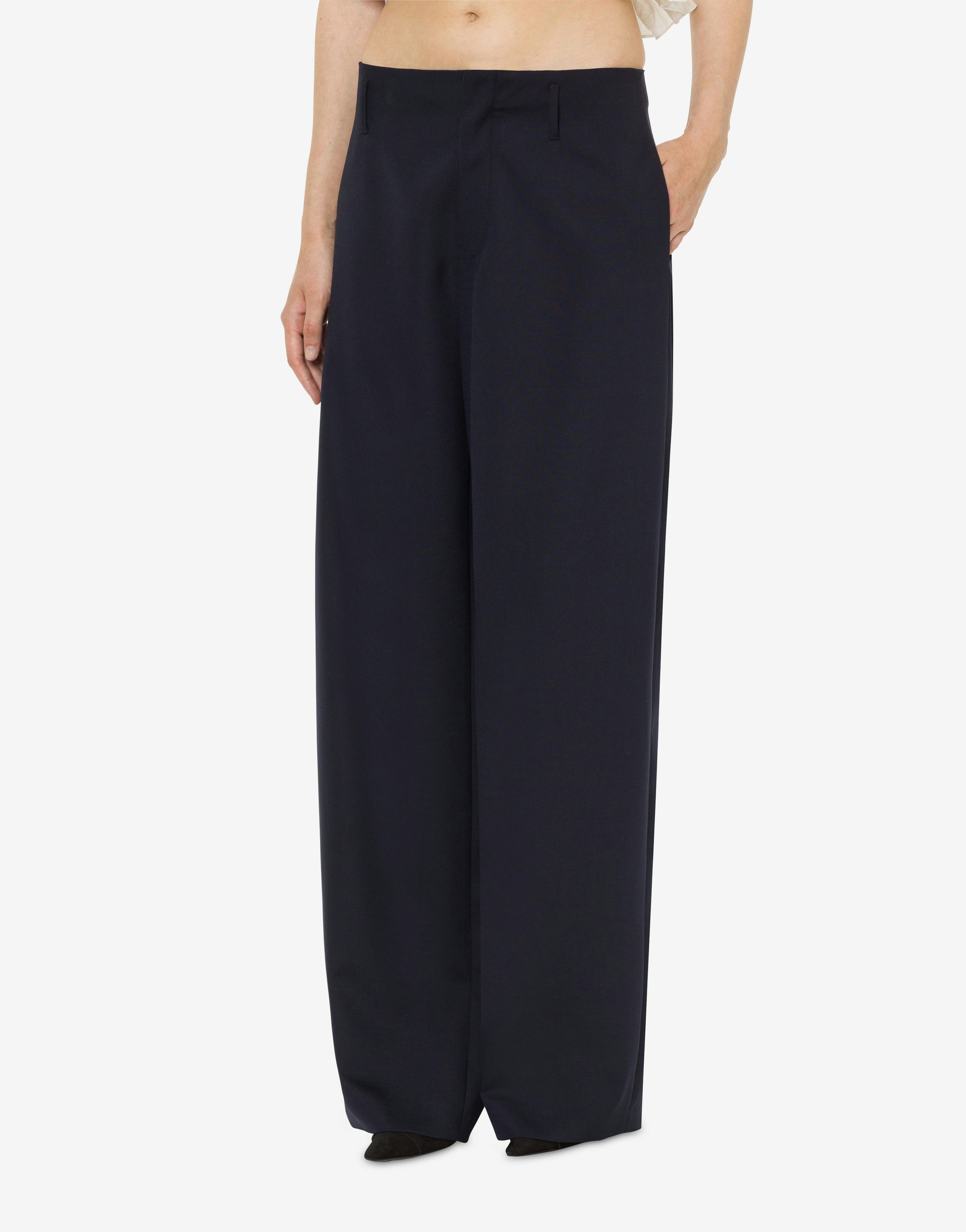 Shop Philosophy Di Lorenzo Serafini Belt Ring Wool Casual Pants In Black