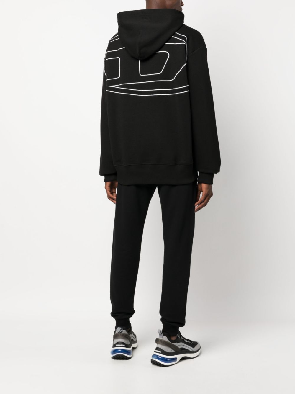 Diesel S-ginn-hood-d Logo-print Hoodie In Black