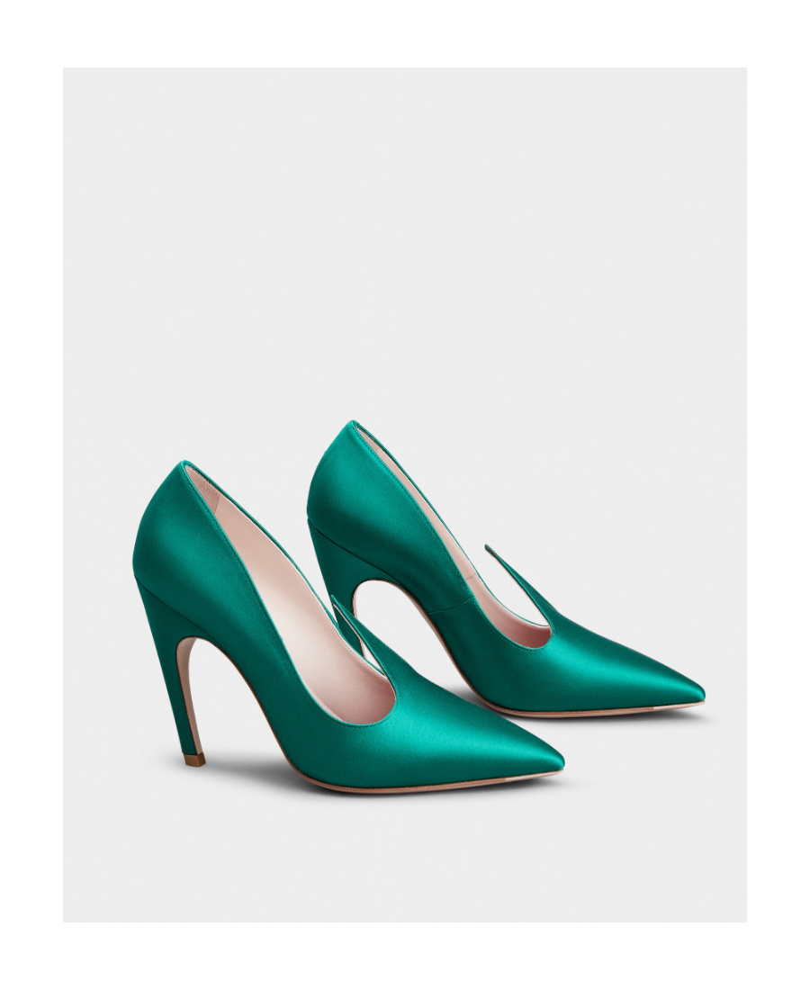 Roger Vivier Satin High Heels In Green