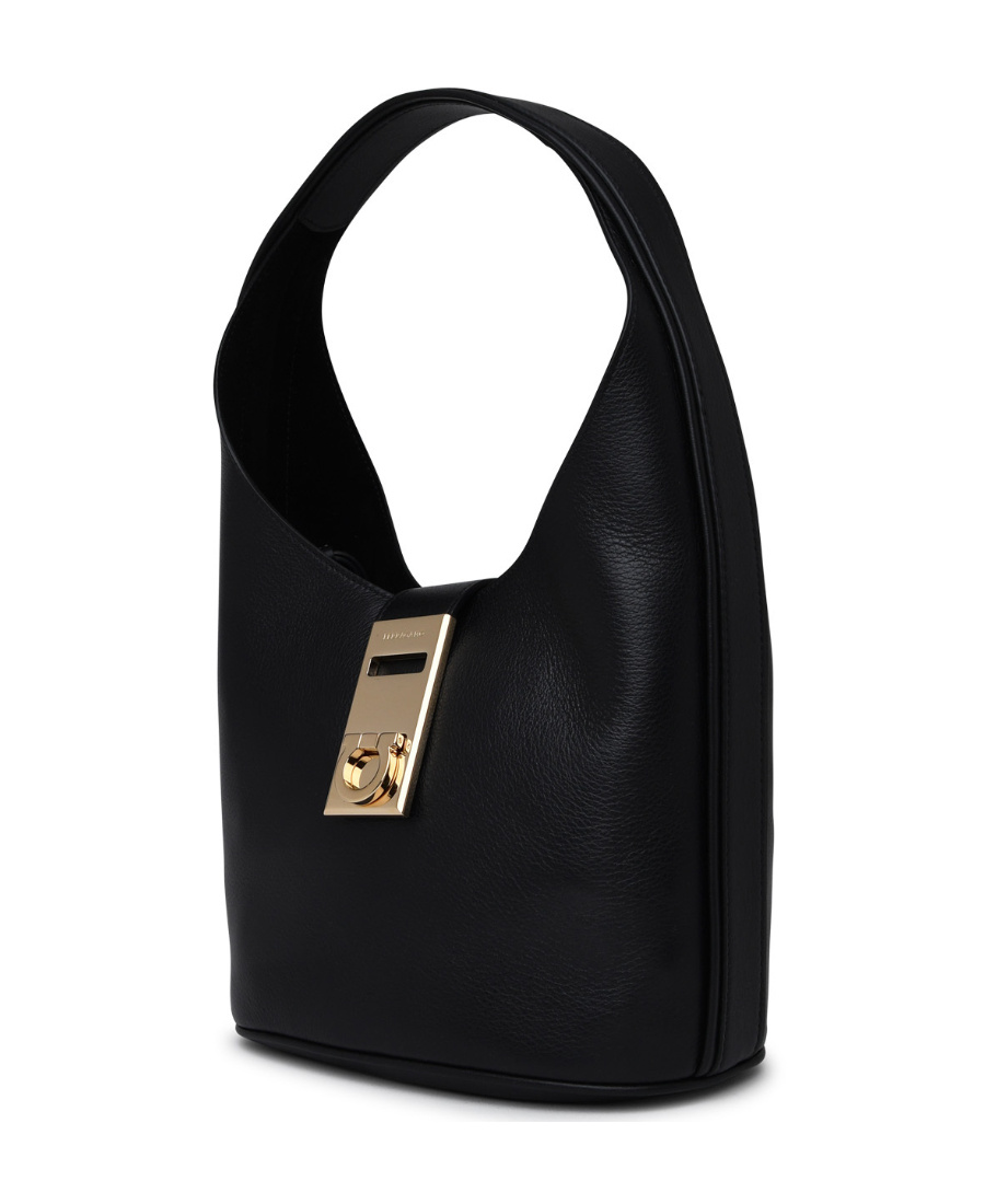 Shop Ferragamo Flip Clasp Shoulder Bag In Black
