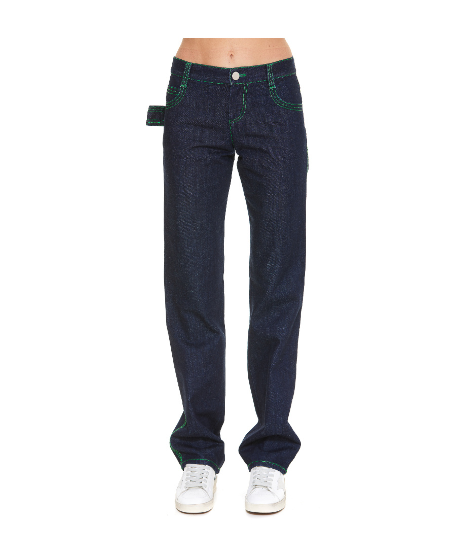 Bottega Veneta Contrast-stitching Straight-leg Jeans In Black