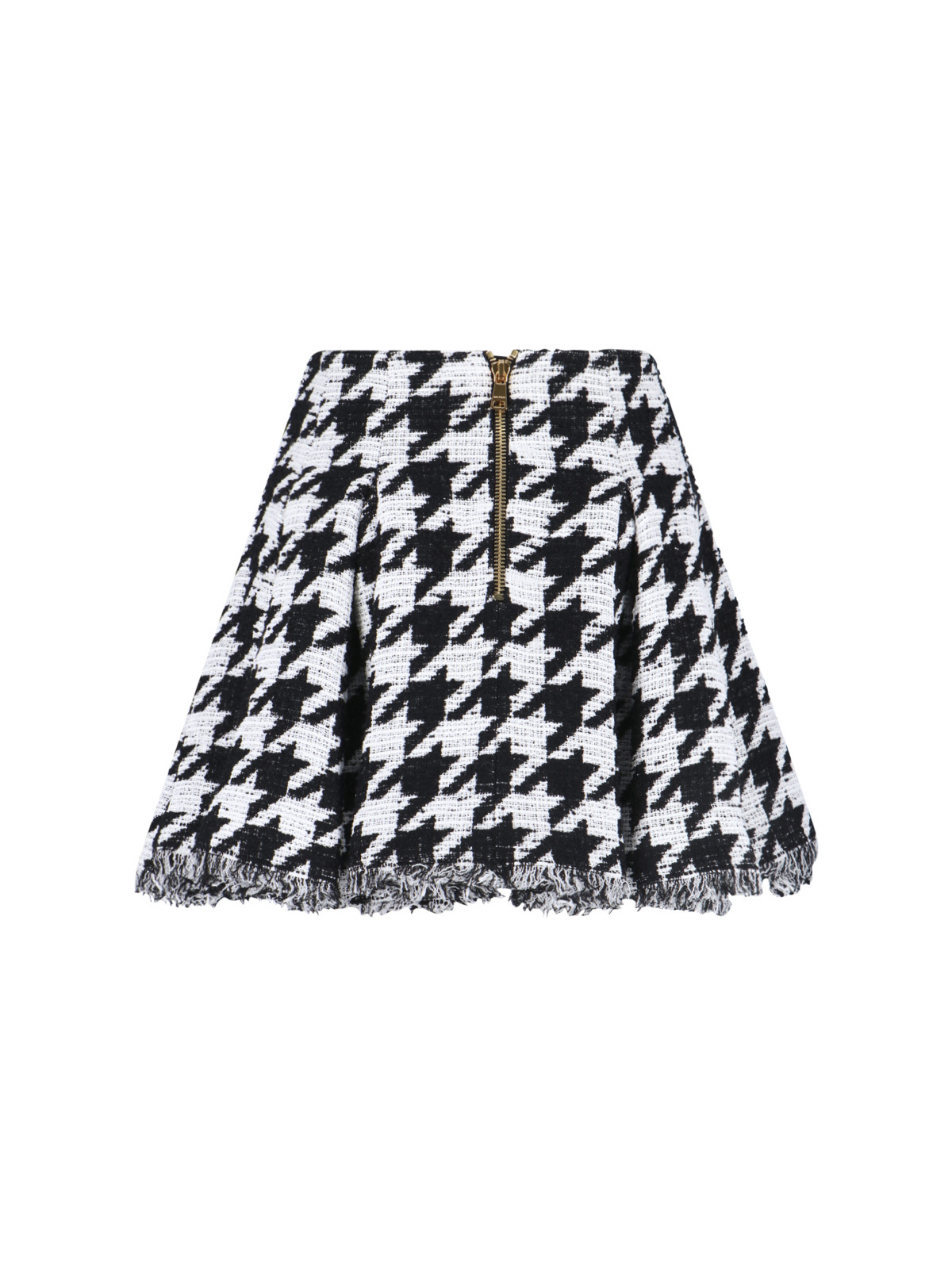 Balmain Houndstooth Check Tweed Flared Skirt In Multi
