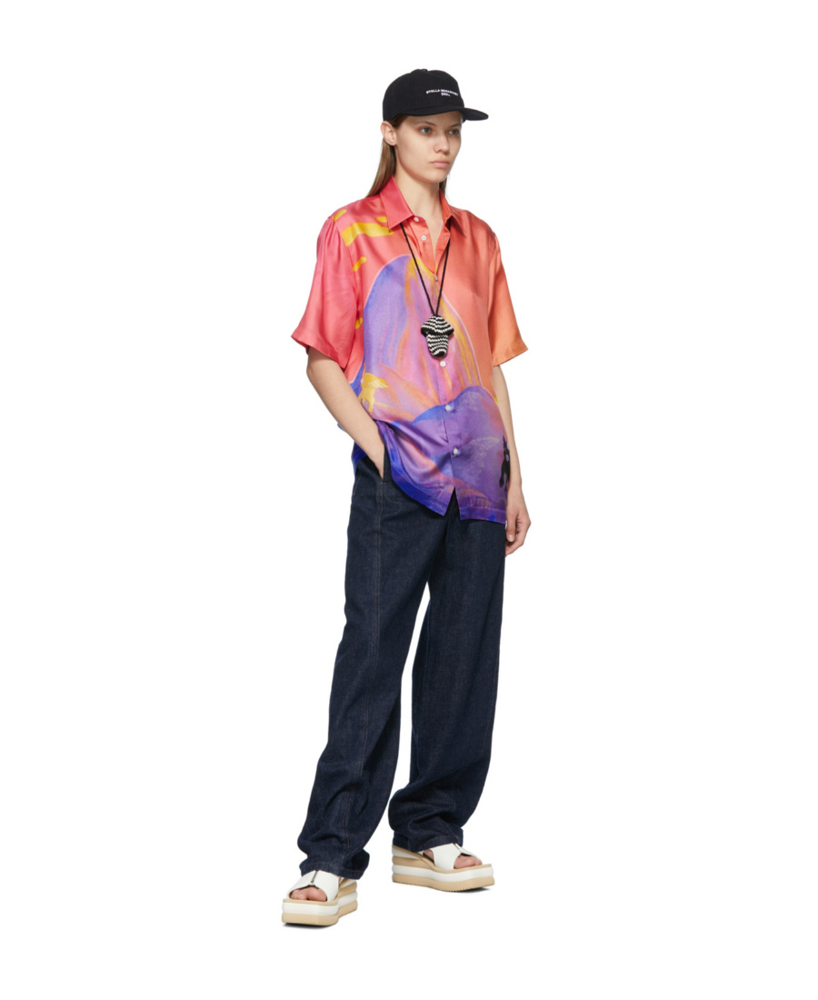 Stella Mccartney X Disney Fantasia Mount Olympus Print Silk Shirt In Pink