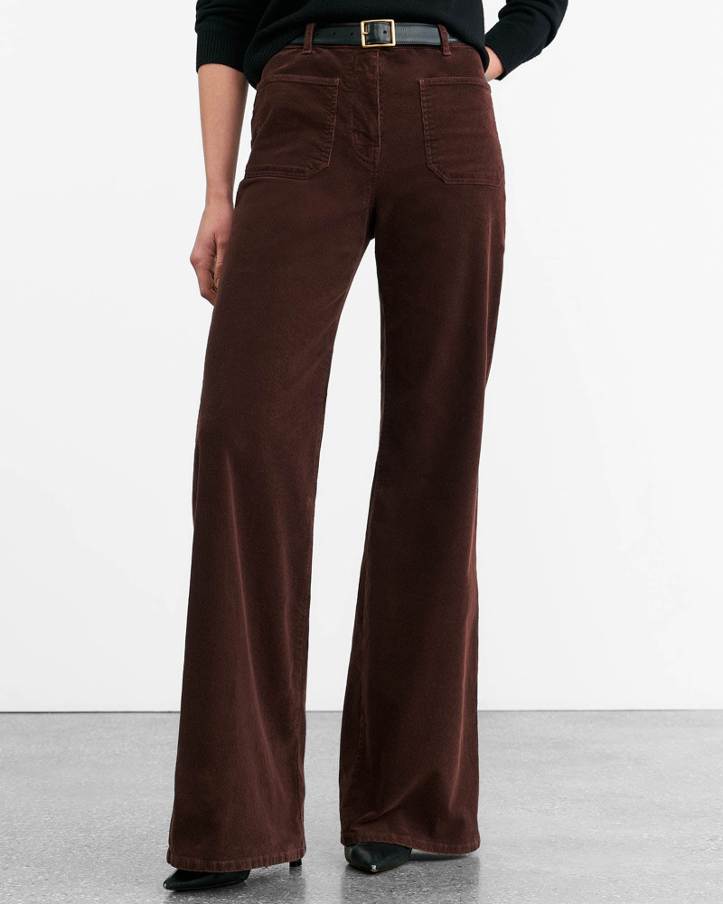 Nili Lotan Florence Cotton-blend Corduroy Flared Pants In Burgundy