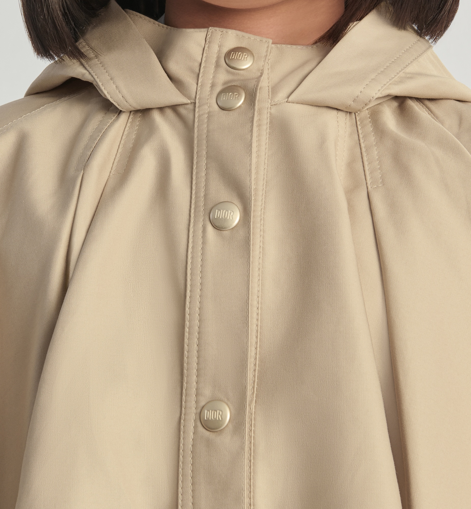 Shop Dior Kids' Hooded Cape In Beige
