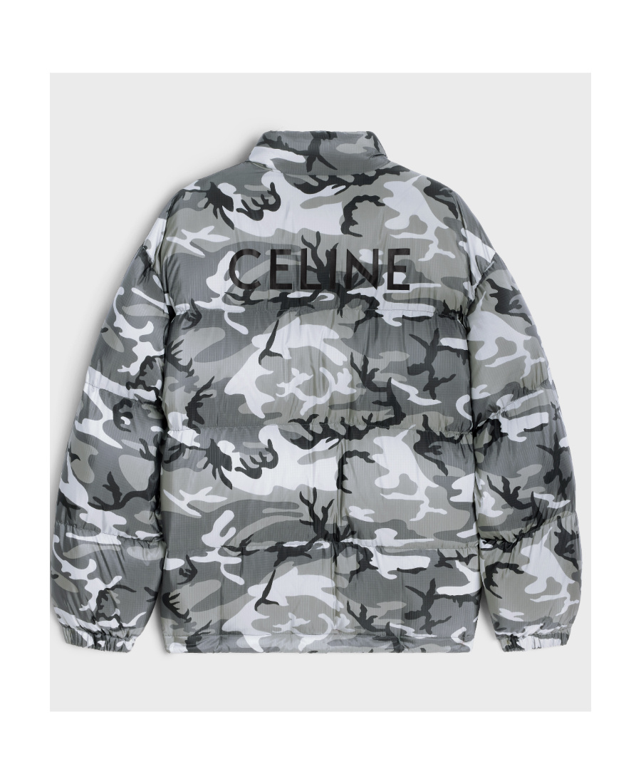 Celine Short Down Jacket In Nylon In Gray