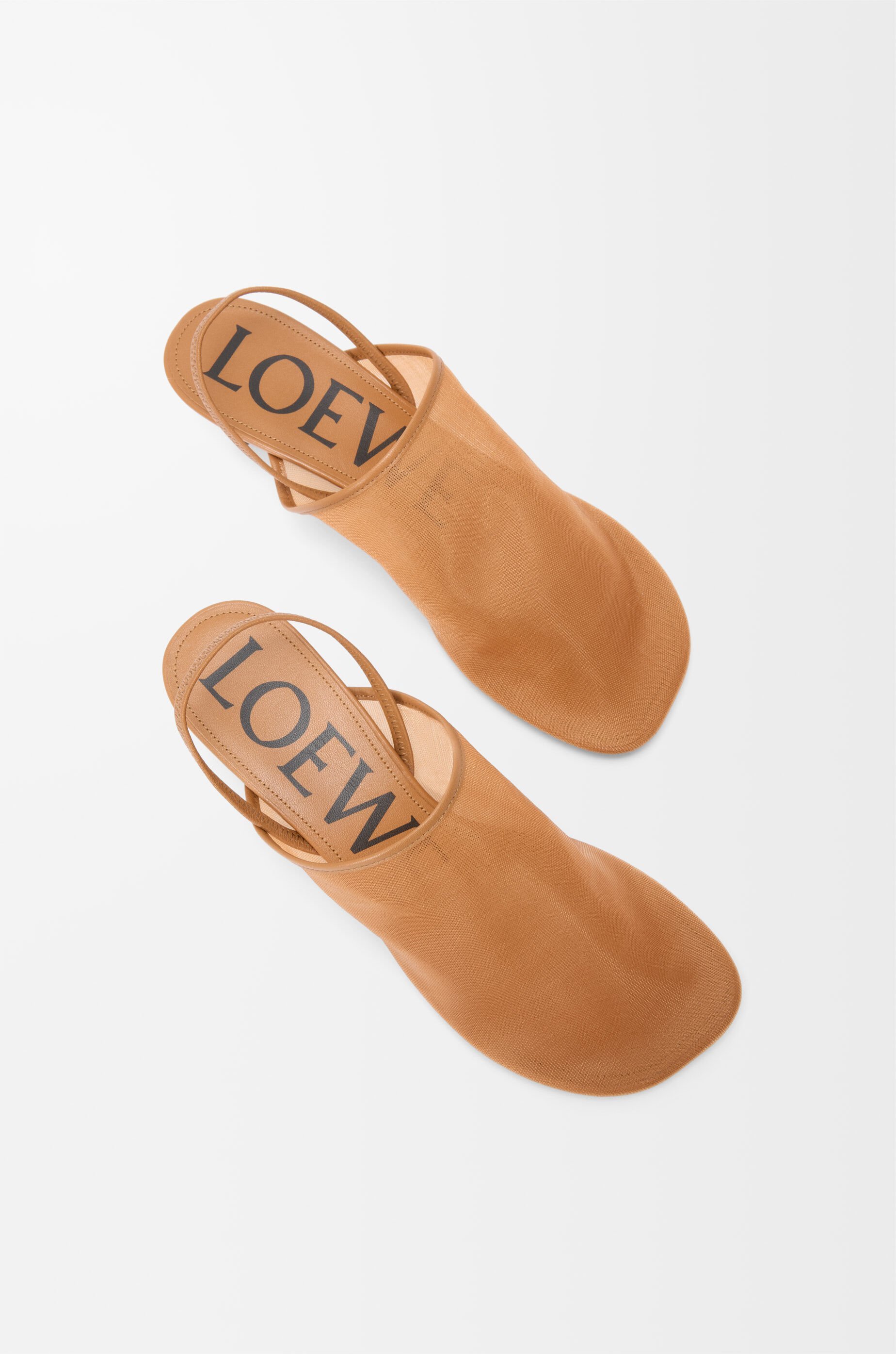 Loewe Kitten Heel Mesh Open Toe Pumps In Brown