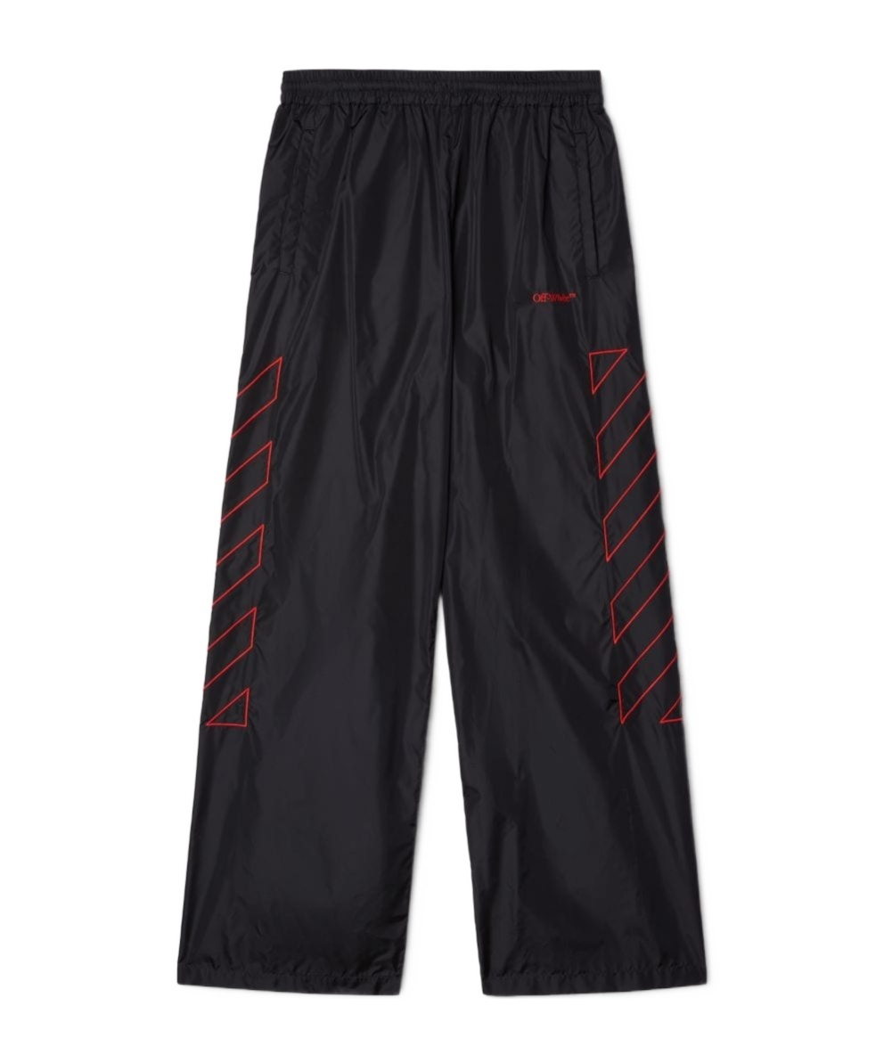 Off-white Black Outl Diag Nyl Track Pants In Black