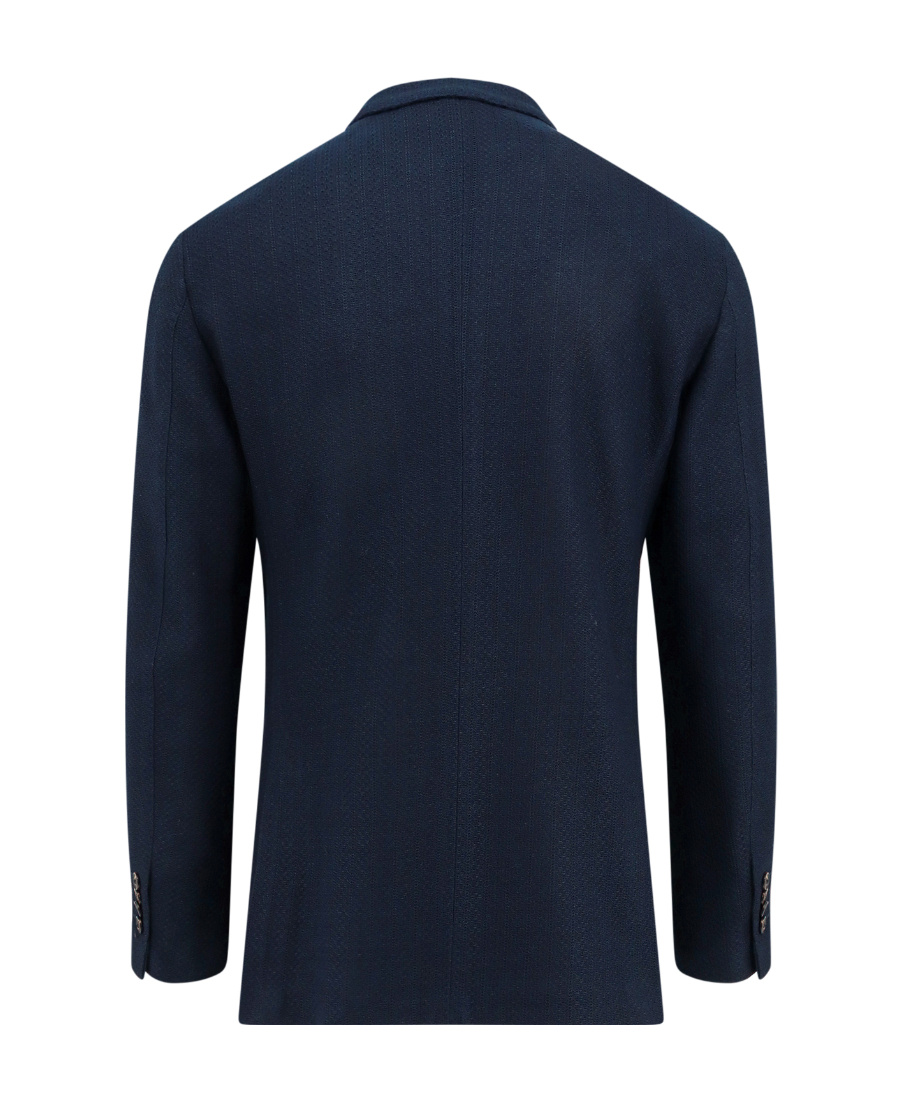 Lardini Textured Weave Double-breasted Knit Jacket In Black