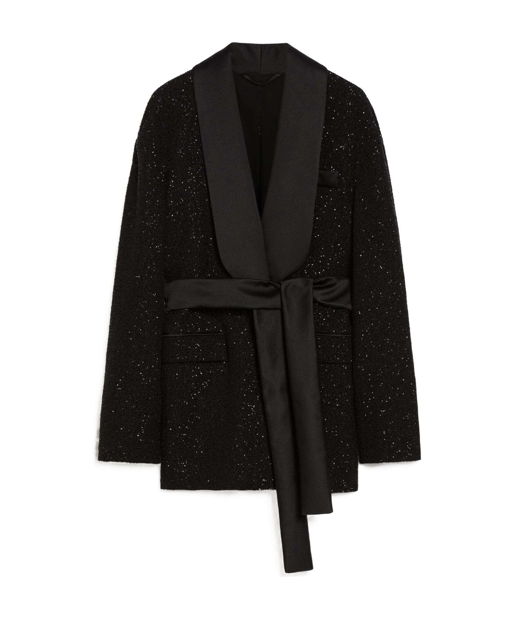 Max Mara Pau Viscose Blend Blazer With All-over Sequins In Black