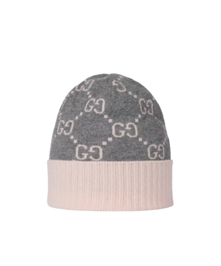 Gucci Gg Cashmere Jacquard Hat In Gray