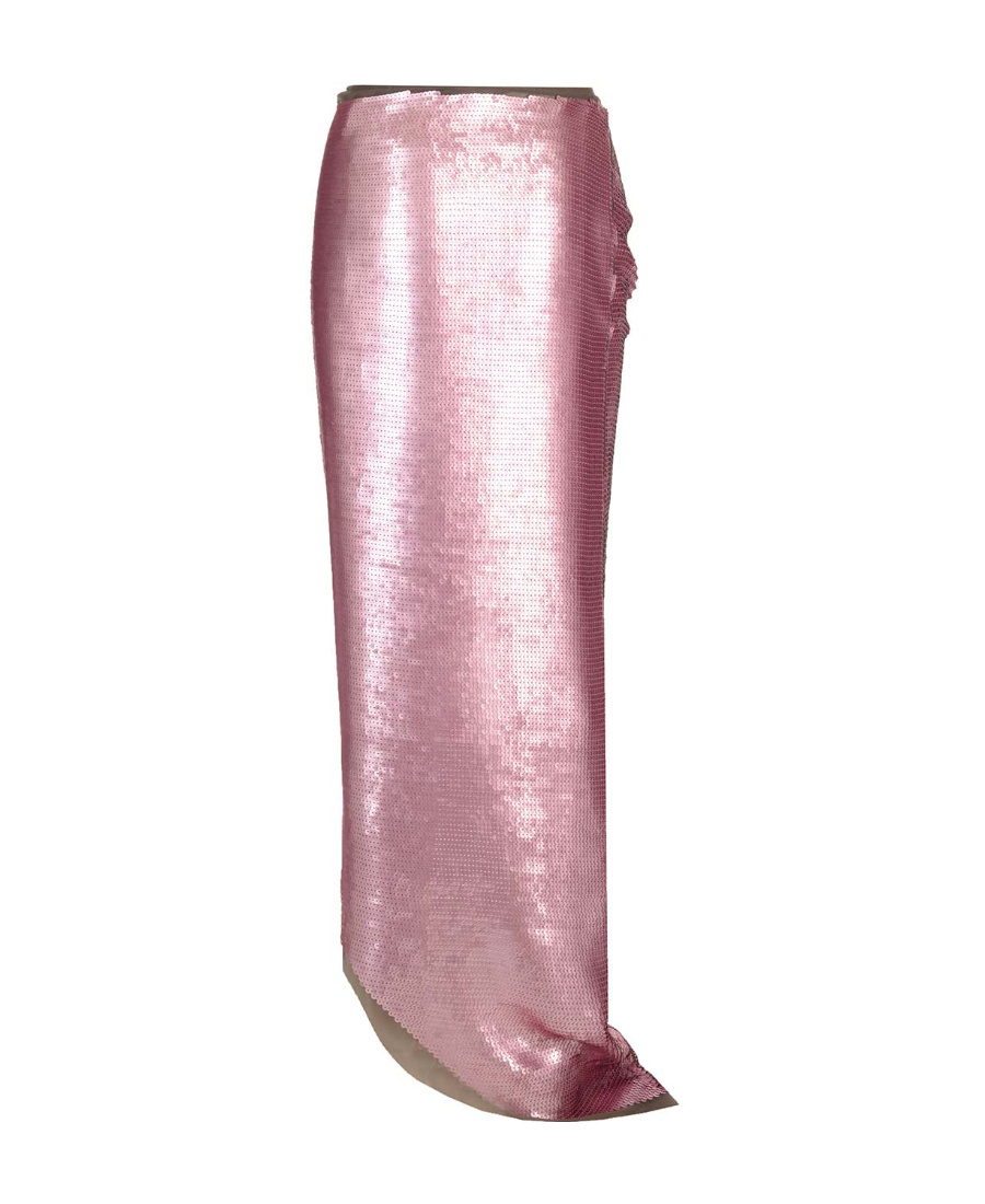 Rick Owens Long Skirt In Silk Chiffon With Sequins Skirts Rose In Pink