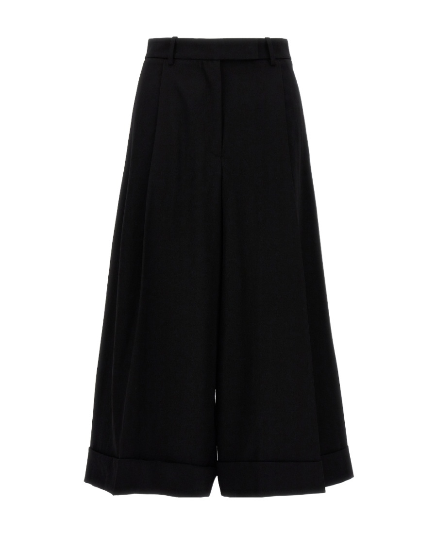 Rochas Pleated Wool Culottes In Black