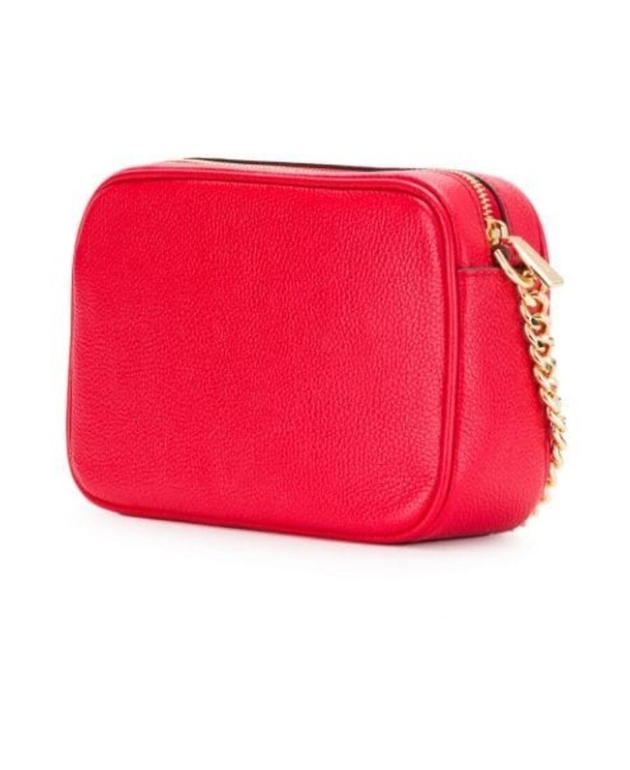 Michael Michael Kors Ginny Grained-effect Crossbody Bag In Red