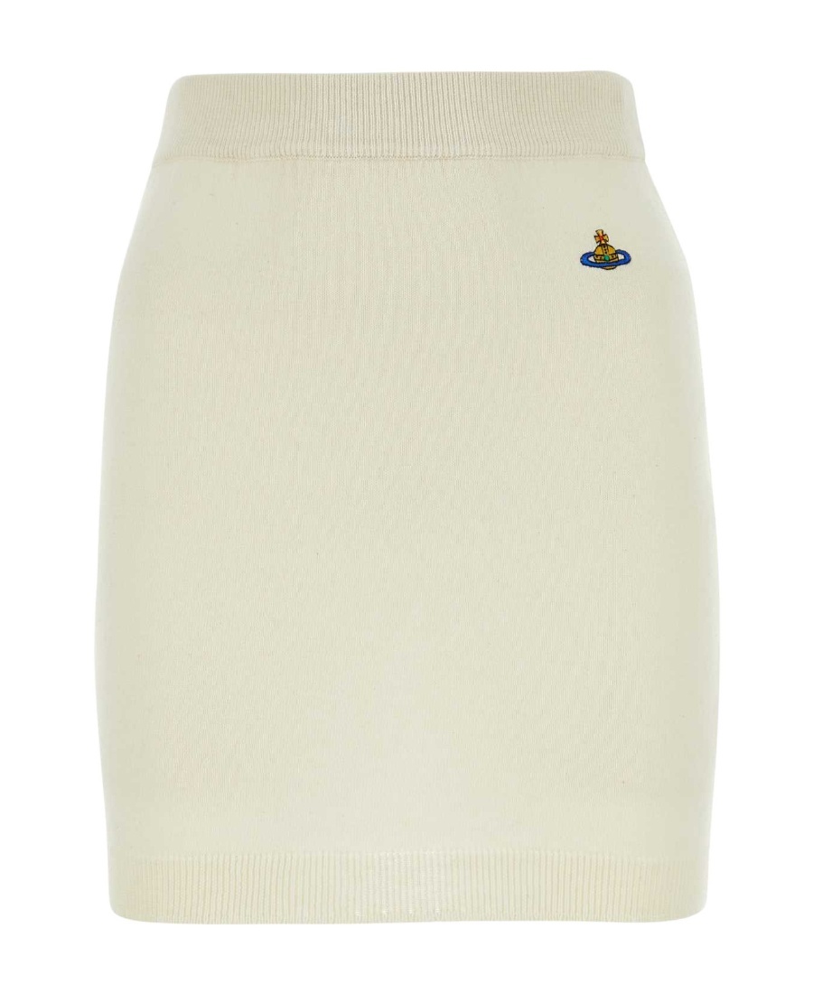Vivienne Westwood Orb-embroidery Stretch-waist Knitted-skirt In White