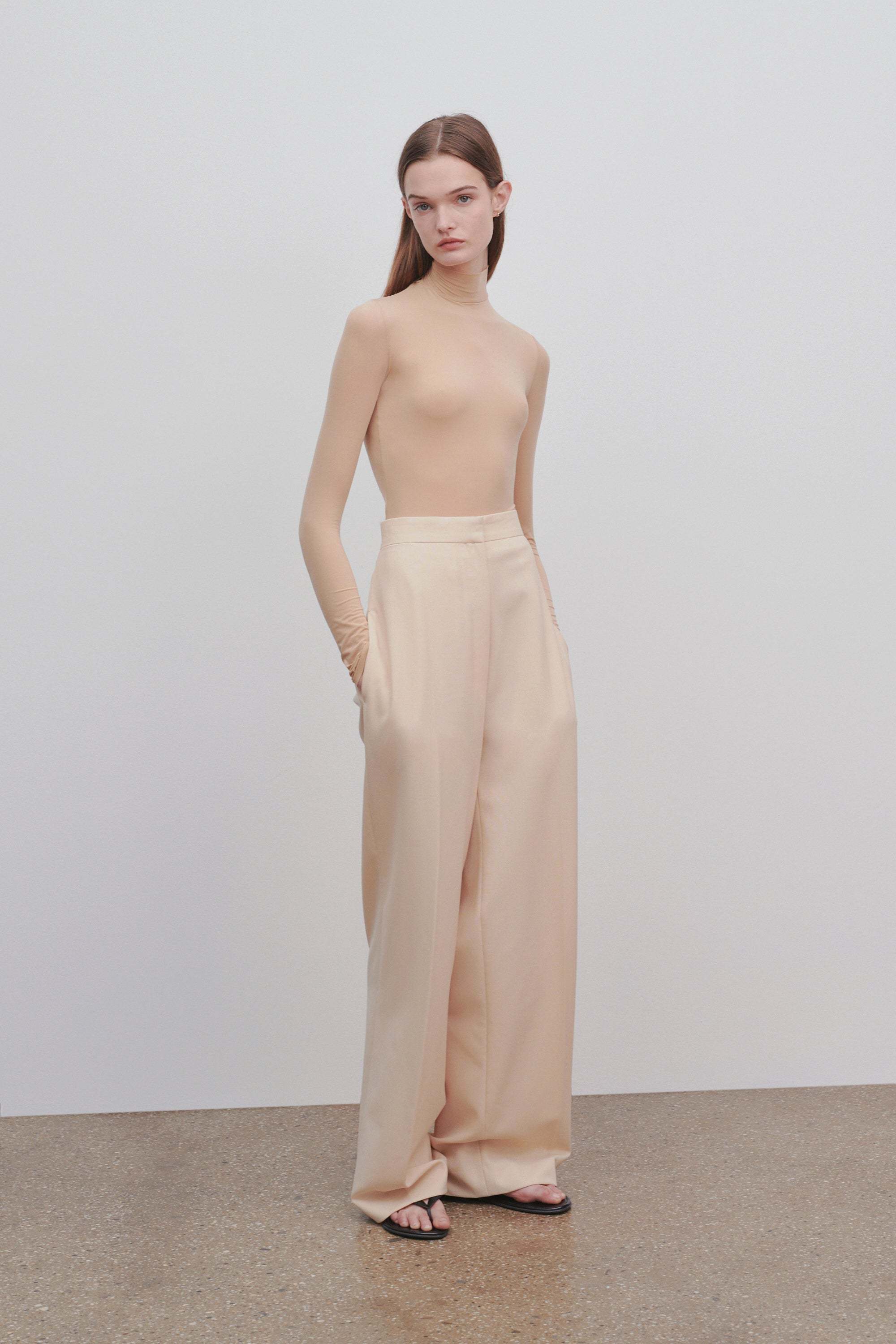 The Row Gordon Virgin Wool Trousers In Nude