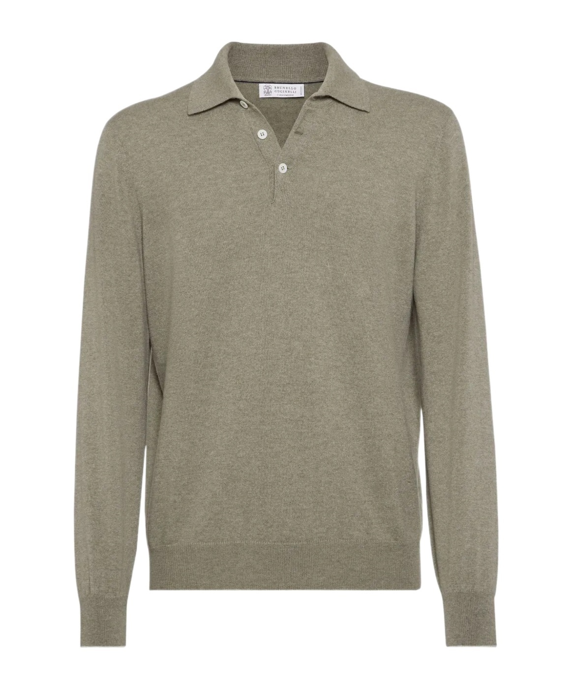Brunello Cucinelli Cashmere Long Sleeve Polo Shirt In Green