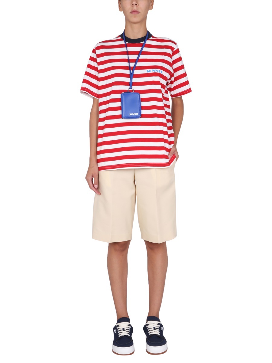 Sunnei Striped T-shirt In Pink