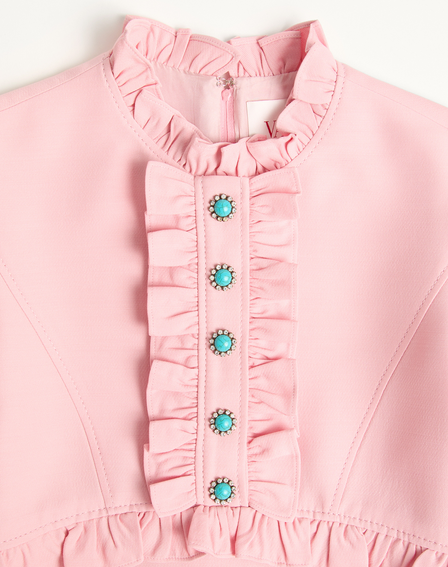 Valentino Ruffle Button Short-sleeve Mini Dress In Pink