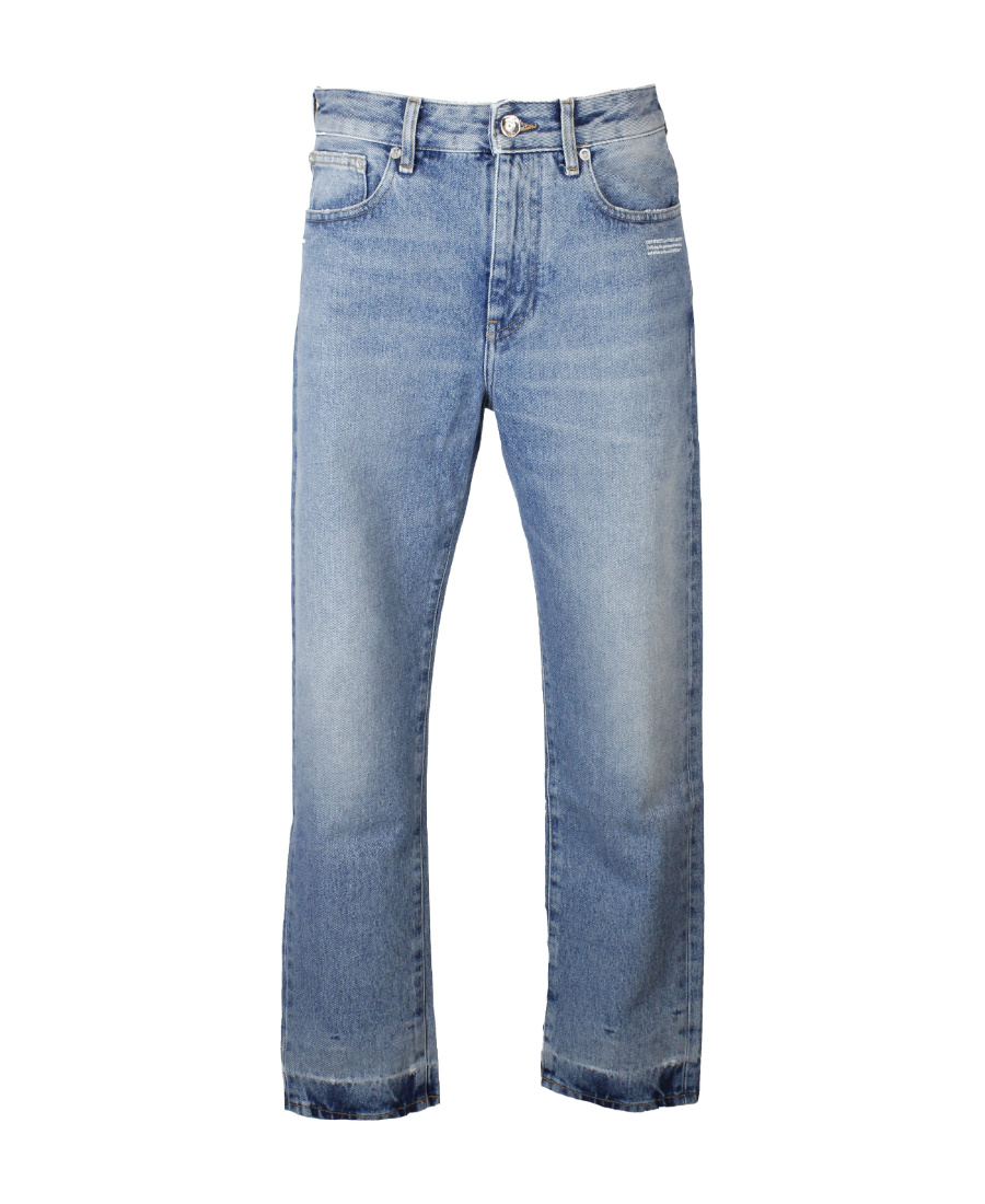 Off-white Logo Cropped Jeans In Blue