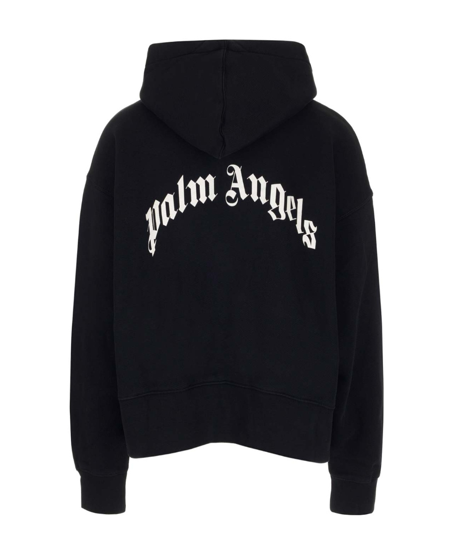 Palm Angels Banana Print Cotton Sweatshirt Hoodie In Black