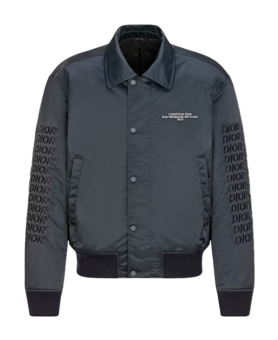 Dior Homme Buttoned Bomber Jacket In Blue