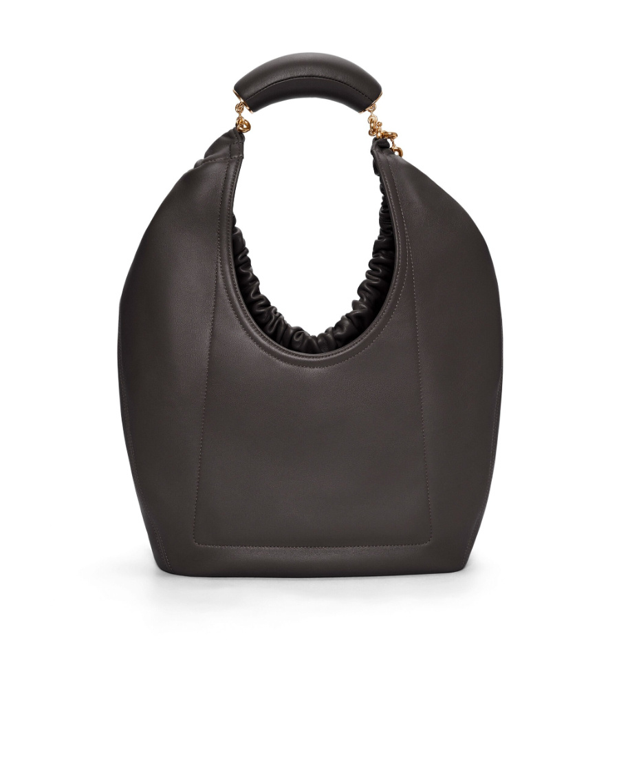 Loewe Squeeze Medium Chain-embellished Gathered Leather Shoulder Bag In Black