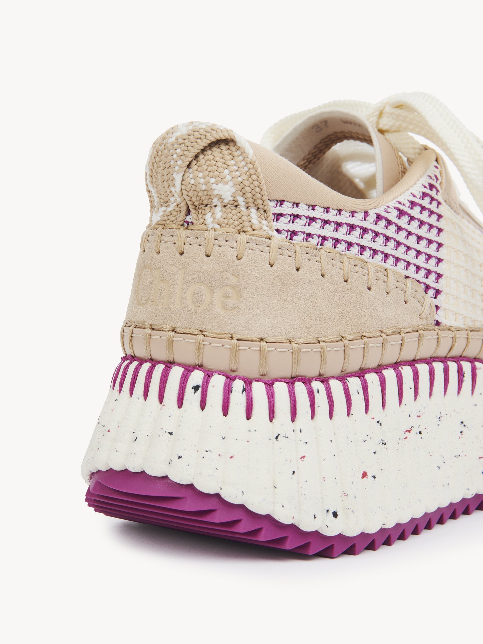 Shop Chloé Nama Knitted Sneakers In White